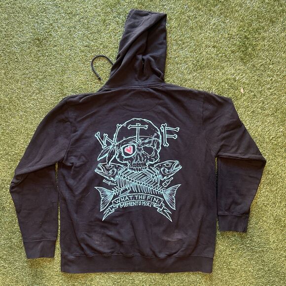 What The Fin “ Memento Mori ” Black Hoodie Graphic Logo Sweatshirt Size Large - Picture 8 of 9